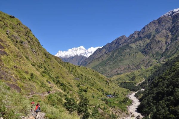 Wandern im Himalaya Trekking Larke La Blick ins Tal